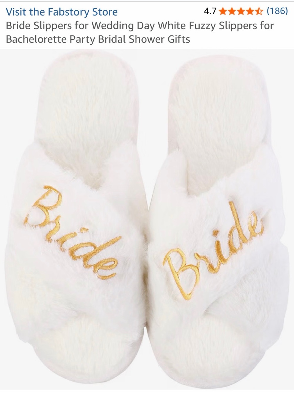 White 'Bride' Fuzzy Slide Slippers